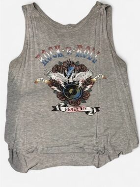 Women’s Grey 'Rock N Roll Never Die' Graphic Tank Top